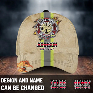 Personalized Retired Firefighter 3D Cap Printed QTVQ974