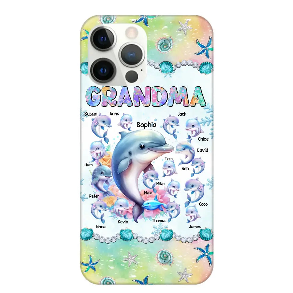 Personalized Grandma Dolphin Kid Names Ocean Vibes Phonecase Printed LVA23989