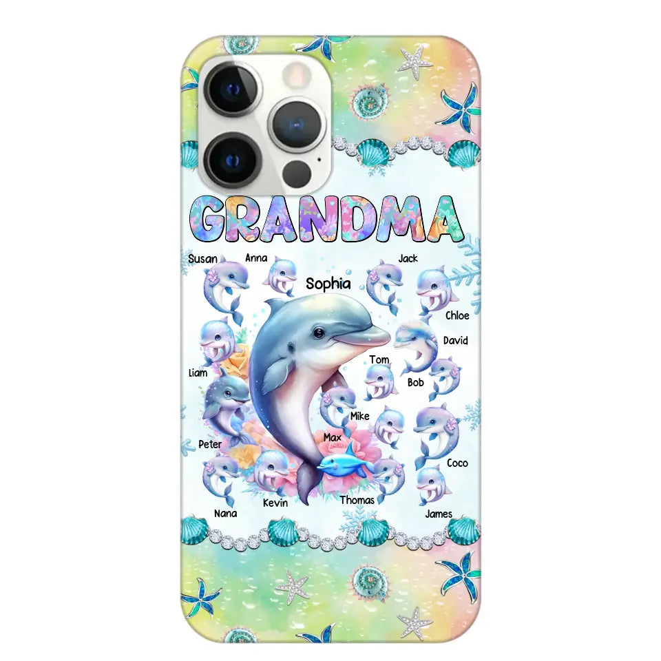 Personalized Grandma Dolphin Kid Names Ocean Vibes Phonecase Printed LVA23989