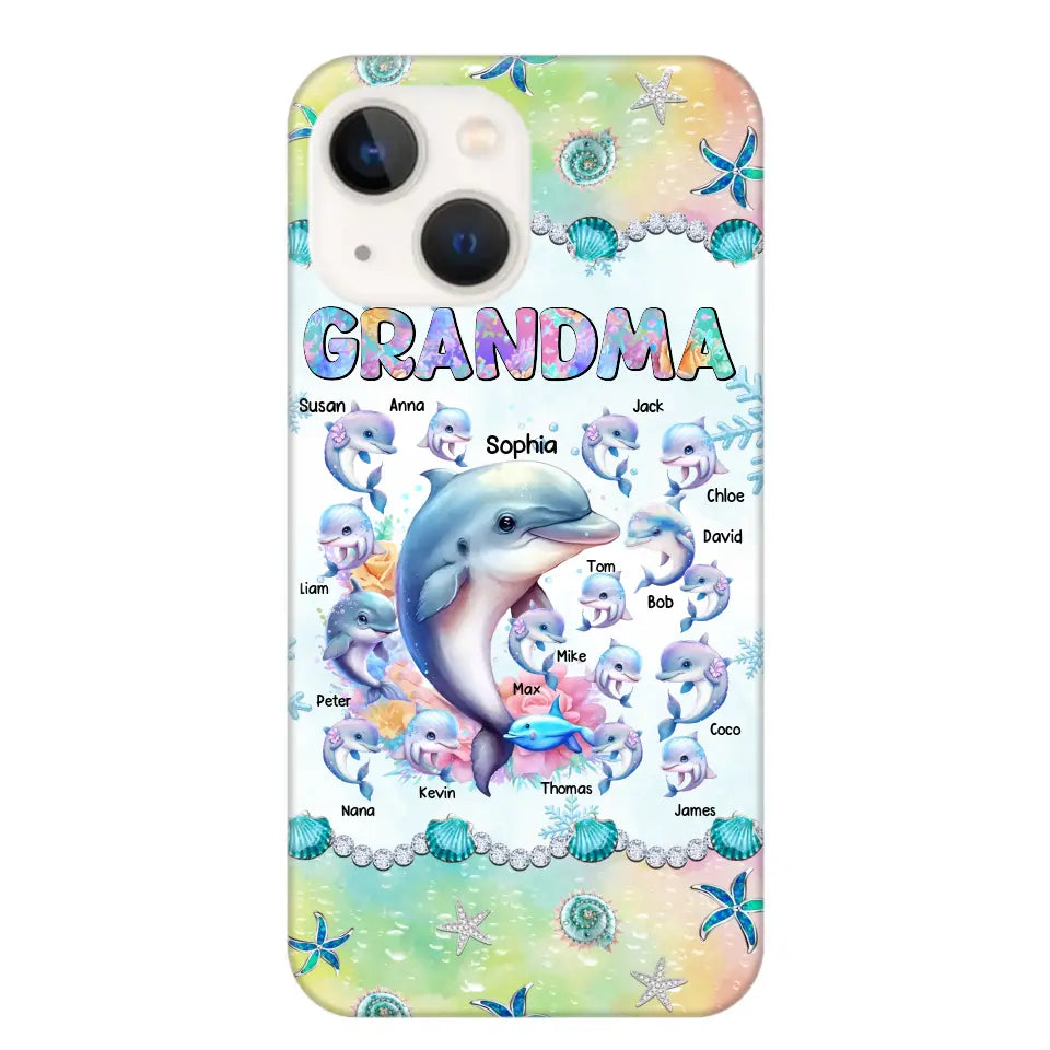 Personalized Grandma Dolphin Kid Names Ocean Vibes Phonecase Printed LVA23989