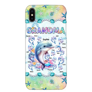 Personalized Grandma Dolphin Kid Names Ocean Vibes Phonecase Printed LVA23989