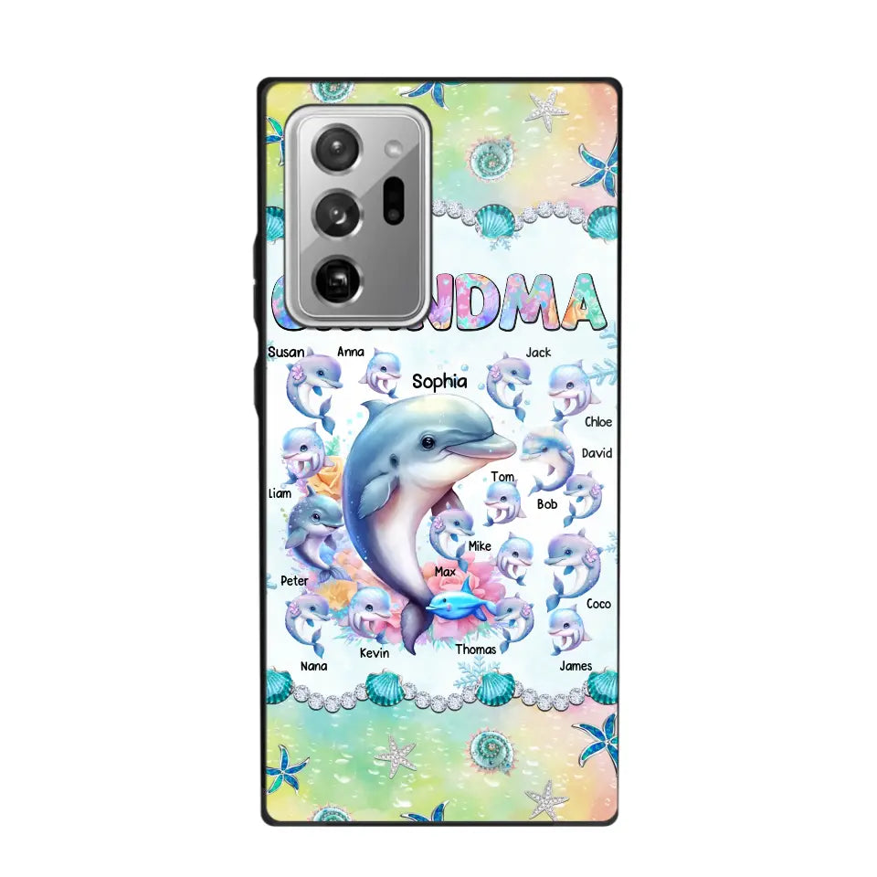 Personalized Grandma Dolphin Kid Names Ocean Vibes Phonecase Printed LVA23989