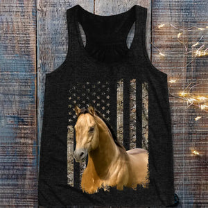 Personalized Upload Your Horse Photo Horse Lovers Gift Women's Flowy Racerback Tank And Legging Printed HN23998