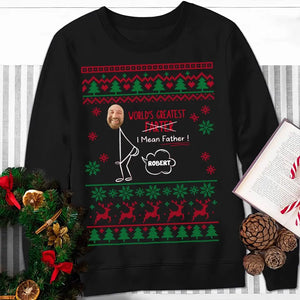 Personalized Upload Photo World's Greatest Farter I Mean Father Christmas Gift Sweatshirt Printed HTHKVH231006