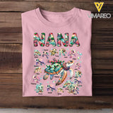 Personalized Nana Grandma Turtles & Kid Names T-shirt Printed LVA231019