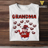 Personalized Grandma Snowman Hearts & Kid Names Christmas Gift T-shirt Printed HN231026