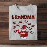 Personalized Grandma Snowman Hearts & Kid Names Christmas Gift T-shirt Printed HN231026