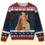 Personalized Upload Your Photo Horse Christmas Gift Ugly Sweater Printed LDMVQ231029