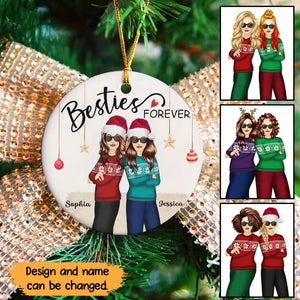 Personalized Besties Forever Christmas Besties Ceramic Ornament Printed LDMKVH231034