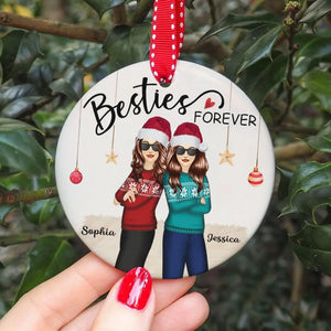 Personalized Besties Forever Christmas Besties Ceramic Ornament Printed LDMKVH231034