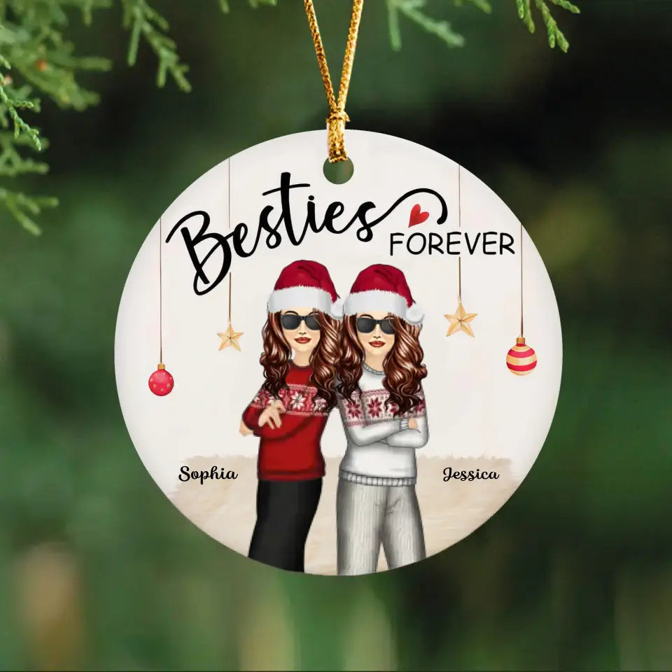 Personalized Besties Forever Christmas Besties Ceramic Ornament Printed LDMKVH231034