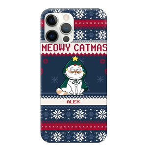 Personalized Meowy Catmas Cat Xmas Ugly Christmas Gift Phonecase Printed LVA231022