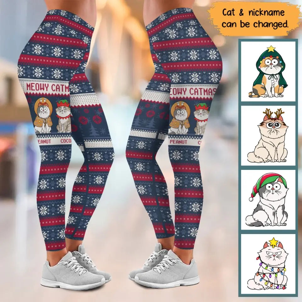 Personalized Meowy Catmas Cat Lovers Gift Christmas Gift Legging Printed LVA231033