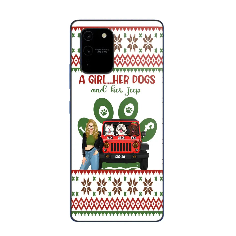 Personalized A Girl Her Dogs And Her Jeep Jeep Girl Phonecase Printed MTHN231038