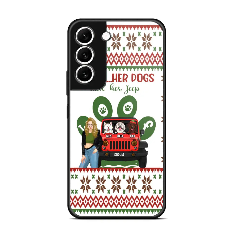 Personalized A Girl Her Dogs And Her Jeep Jeep Girl Phonecase Printed MTHN231038