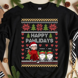 Personalized Happy Pawlidays Cat Mom Cat Xmas Christmas Gift Sweatshirt Printed LVA231042