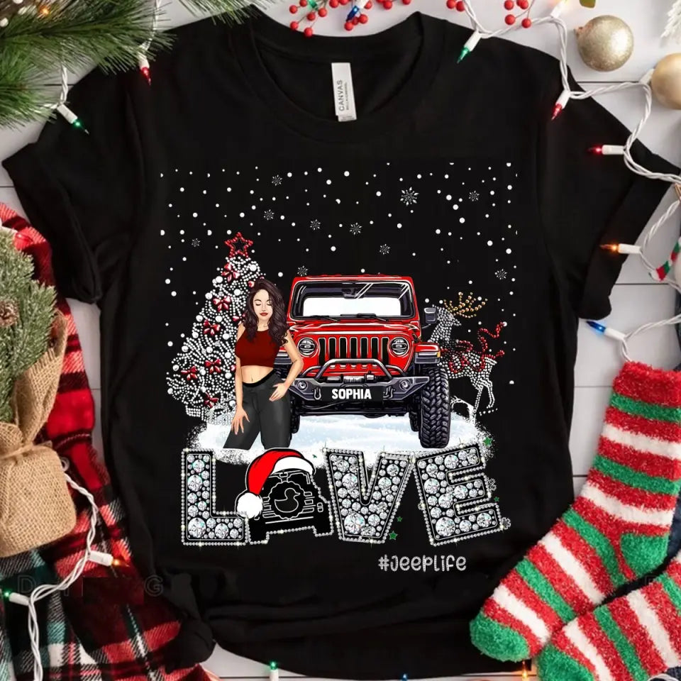 Personalized Love Jeep Life Christmas Gift T-shirt Printed NMTVQ231056