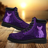 Personalized Purple Cat Cat Lovers Gift Leather Boots Printed HN231066