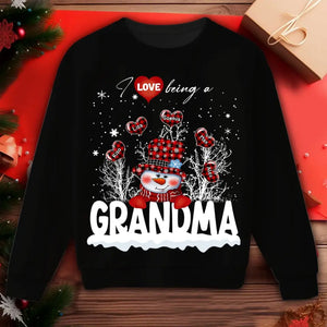 Personalized i Love Being A Grandma Snowman  Hearts with Kid Names Xmas Snow Vibes Christmas Gift Sweatshirt Printed HN231085