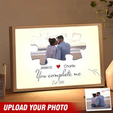 Personalized Upload Your Photo You Complete Me Couple Light Frame Canvas Printed NMTVQ231093