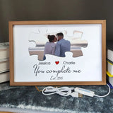 Personalized Upload Your Photo You Complete Me Couple Light Frame Canvas Printed NMTVQ231093