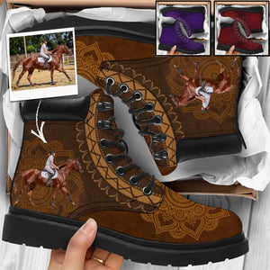 Personalized Upload Your Horse Riding Photo Horse Girl Horse Lovers Gift Leather Boots Printed VQ231094