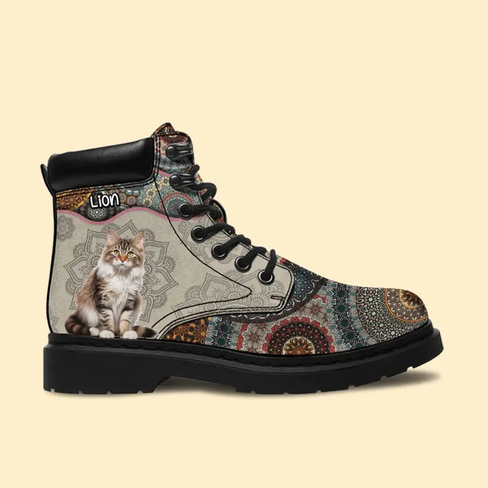 Personalized Upload Your Photo Cat Lover Gift Leather Boots  Printed HTHVQ231113