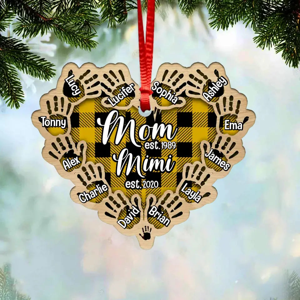 Personalized Mom Grandma Kid Name Hand Christmas Ornament Printed QTVQ2209