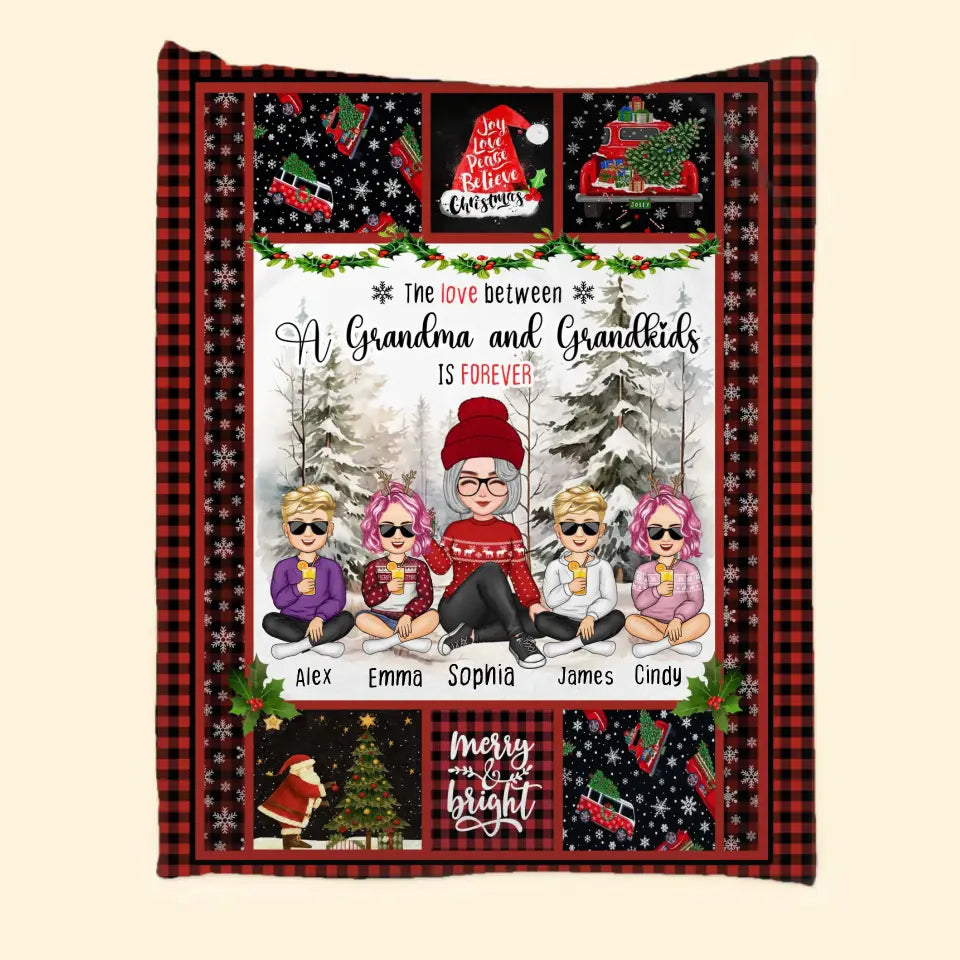 Personalized The Love Between Grandma And Grandkids Is Forever Sherpa or Fleece Blanket Printed HTHHN231020