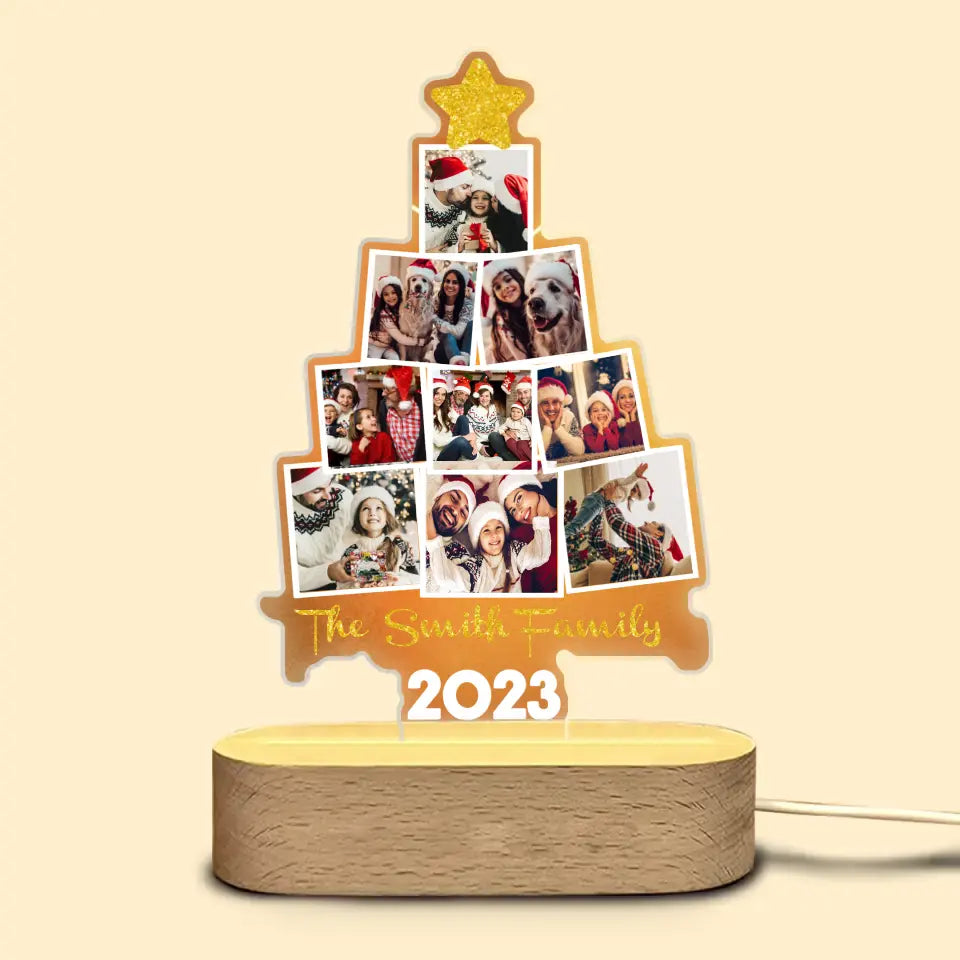 Personalized Upload Your Photo Custom Family Name Family Christmas Gift LED Lamp Printed HTHLVA231148