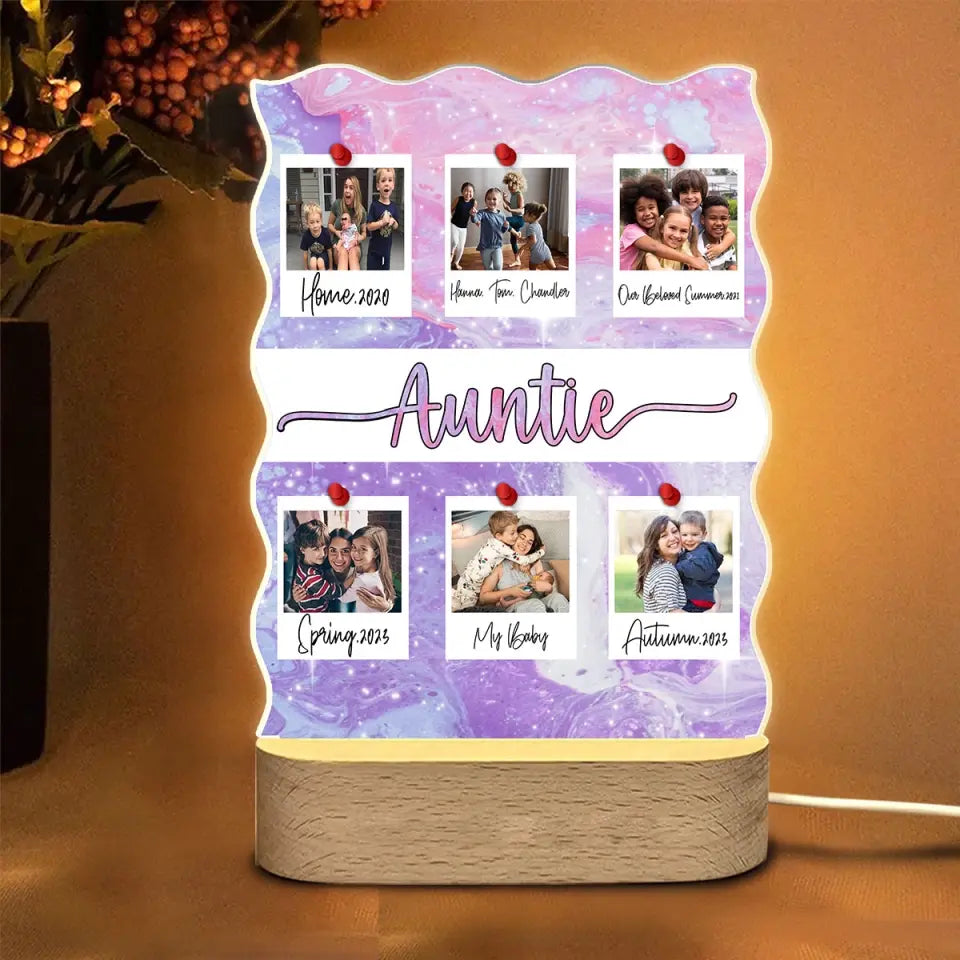 Personalized Upload Your Photo Auntie Gift LED Night Light Acrylic LED Lamp Printed HTHVQ231156