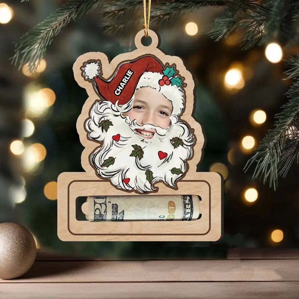 Personalized Upload Your Photo Money Holder Christmas Gift Wooden Ornament Printed NMTVQ231172