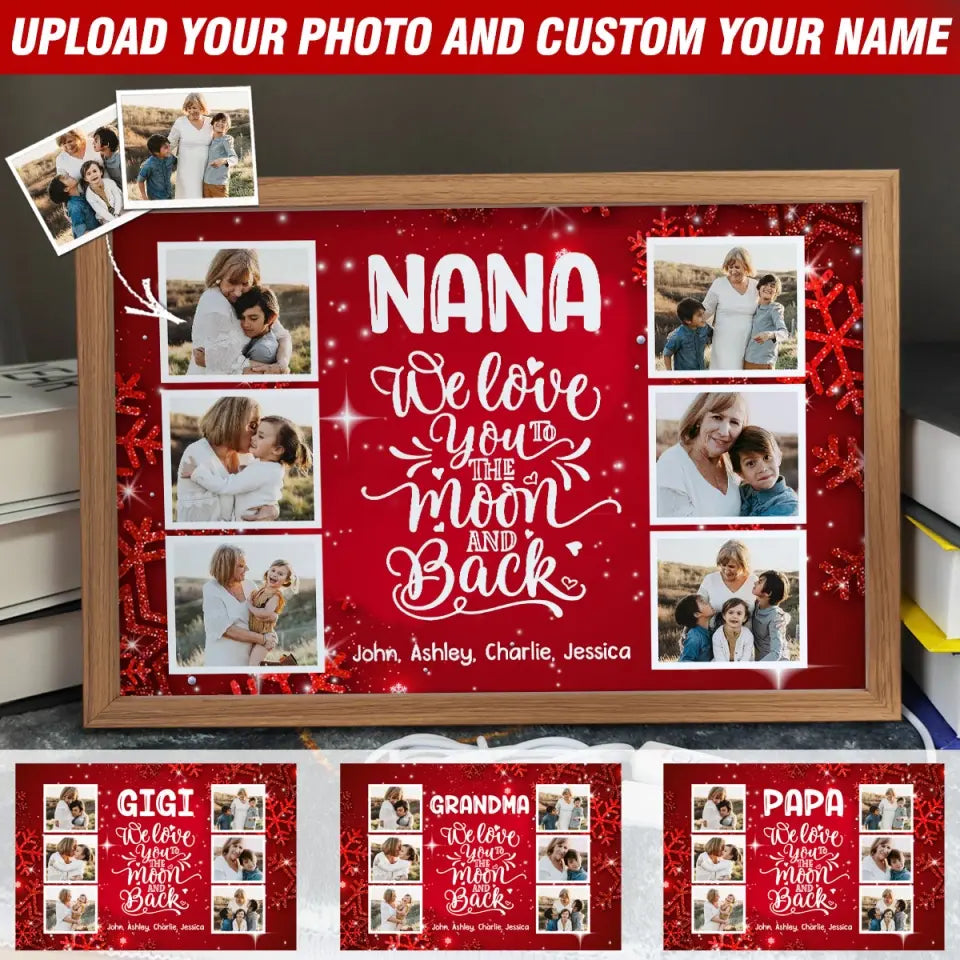 Personalized Upload Your Photo We Love You To The Moon And Back Christmas Gift Light Frame Canvas Printed HTHVQ231180