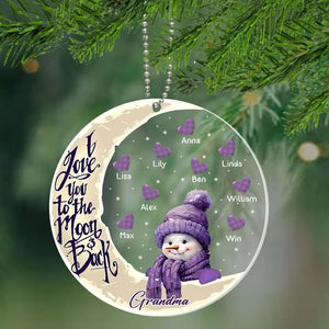 Personalized I Love You To The Moon & Back Grandma Snowman Christmas Gift Acrylic Ornament Printed HTHHN231198