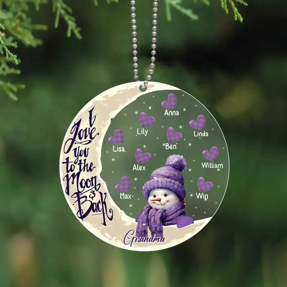 Personalized I Love You To The Moon & Back Grandma Snowman Christmas Gift Acrylic Ornament Printed HTHHN231198