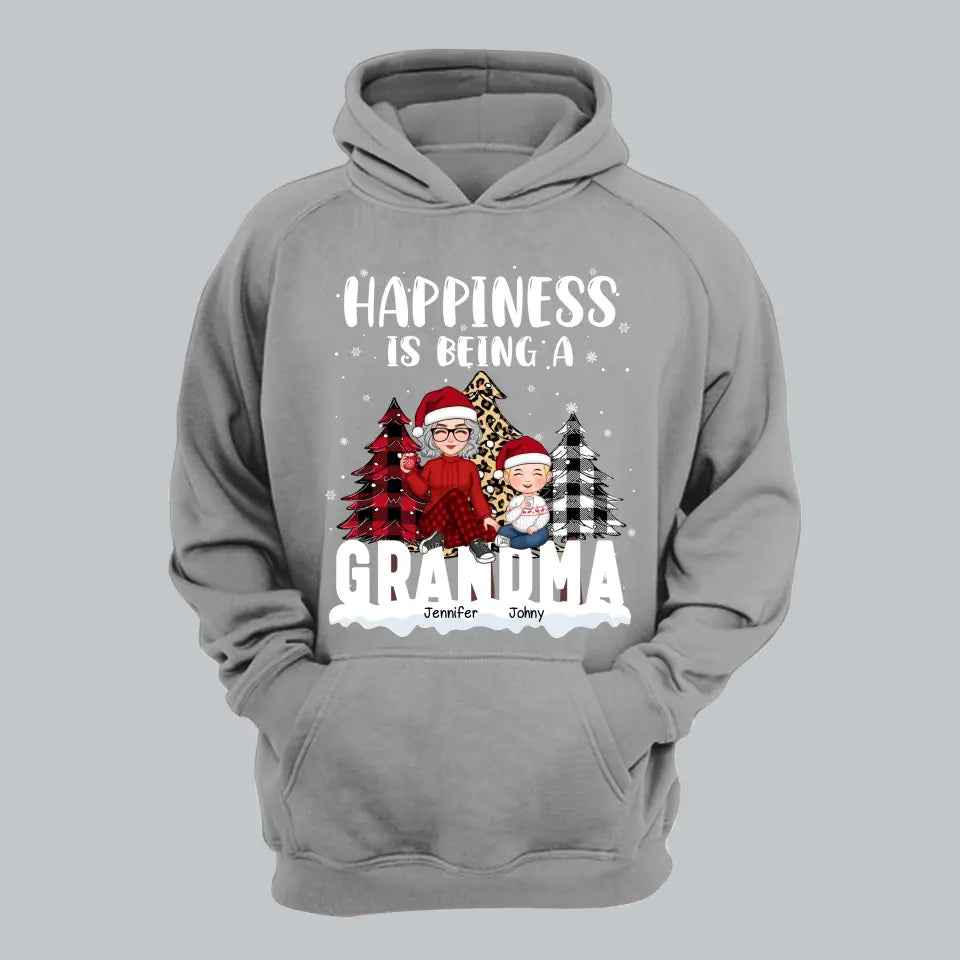 Personalized Happiness Is Being A Grandma Christmas Gift Hoodie 2D Printed LVA231205