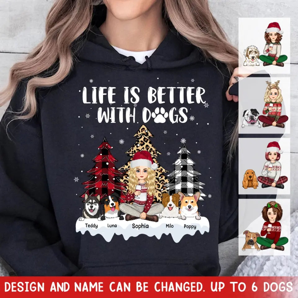 Personalized Life Is Better With Dogs Dog Christmas Gift Hoodie 2D Printed LDMKVH231204