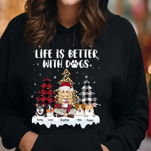 Personalized Life Is Better With Dogs Dog Christmas Gift Hoodie 2D Printed LDMKVH231204