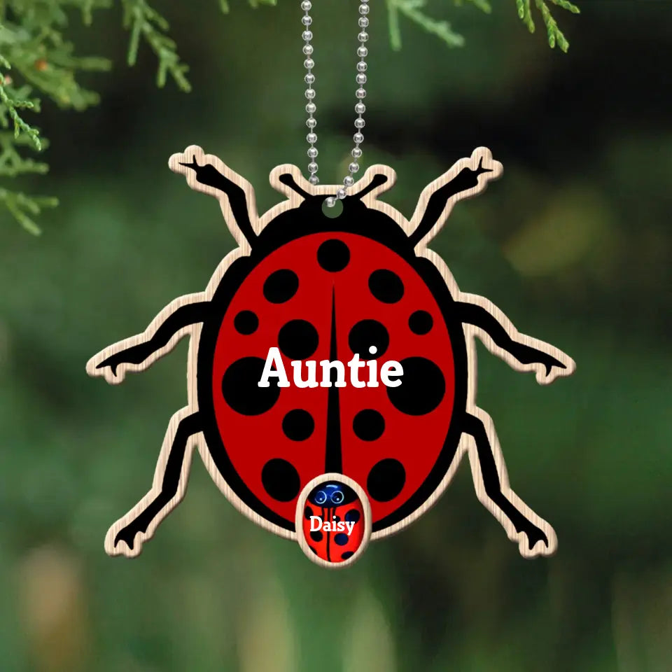 Personalized Grandma Bugs & Kid Custom Name Wooden Ornament Printed KVH231227