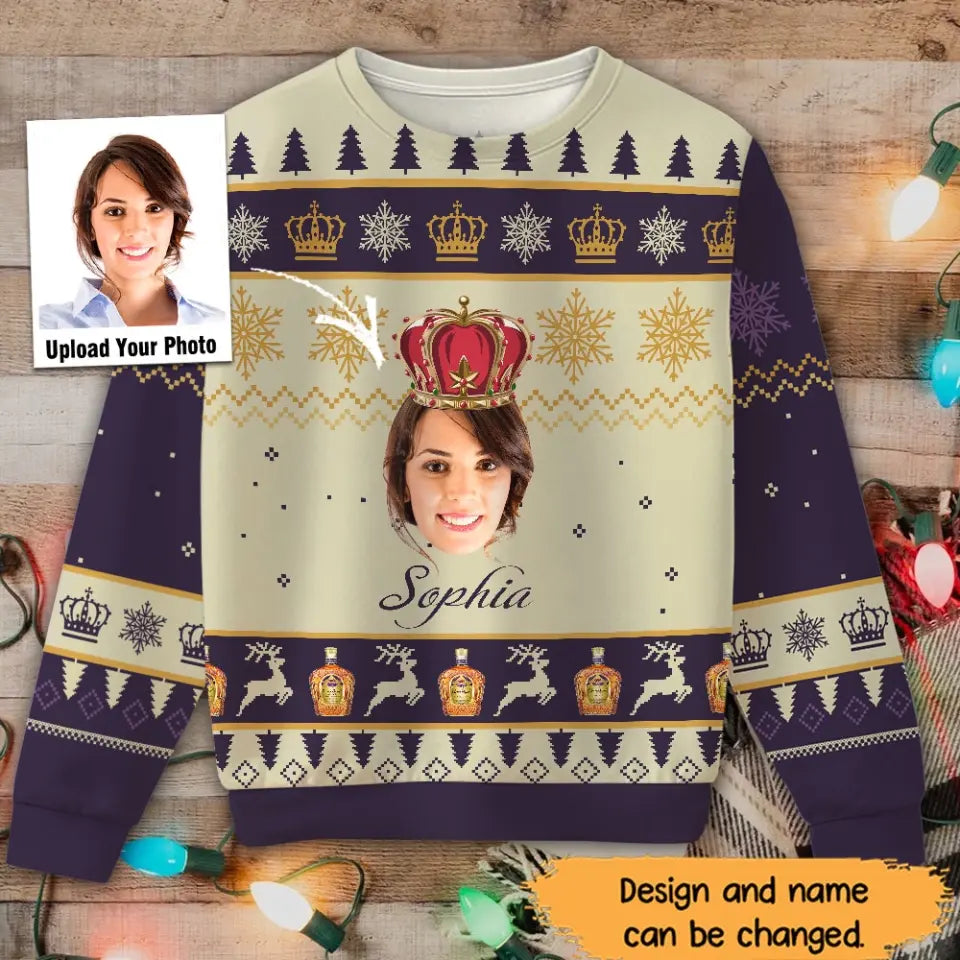 Personalized Upload Your Photo Crown Royal Ugly Sweater Printed HN231230