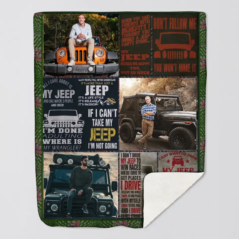 Personalized Upload Your Photo With Jeep If I Can't Take My Jeep I'm Not Going Jeep Sherpa or Fleece Blanket Printed NMTVQ231234