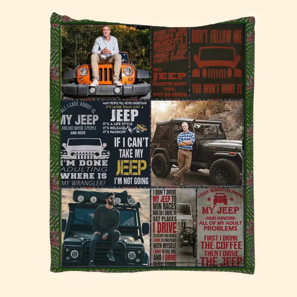 Personalized Upload Your Photo With Jeep If I Can't Take My Jeep I'm Not Going Jeep Sherpa or Fleece Blanket Printed NMTVQ231234