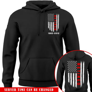 Personalized Thin Red Line Retired Firefighter Hoodie 2D Printed QTKH1268