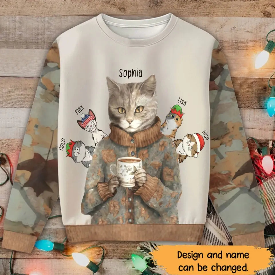 Personalized Cat Mom Cat Lovers Gift Cat Xmas Sweater 3D Printed MTHN231293