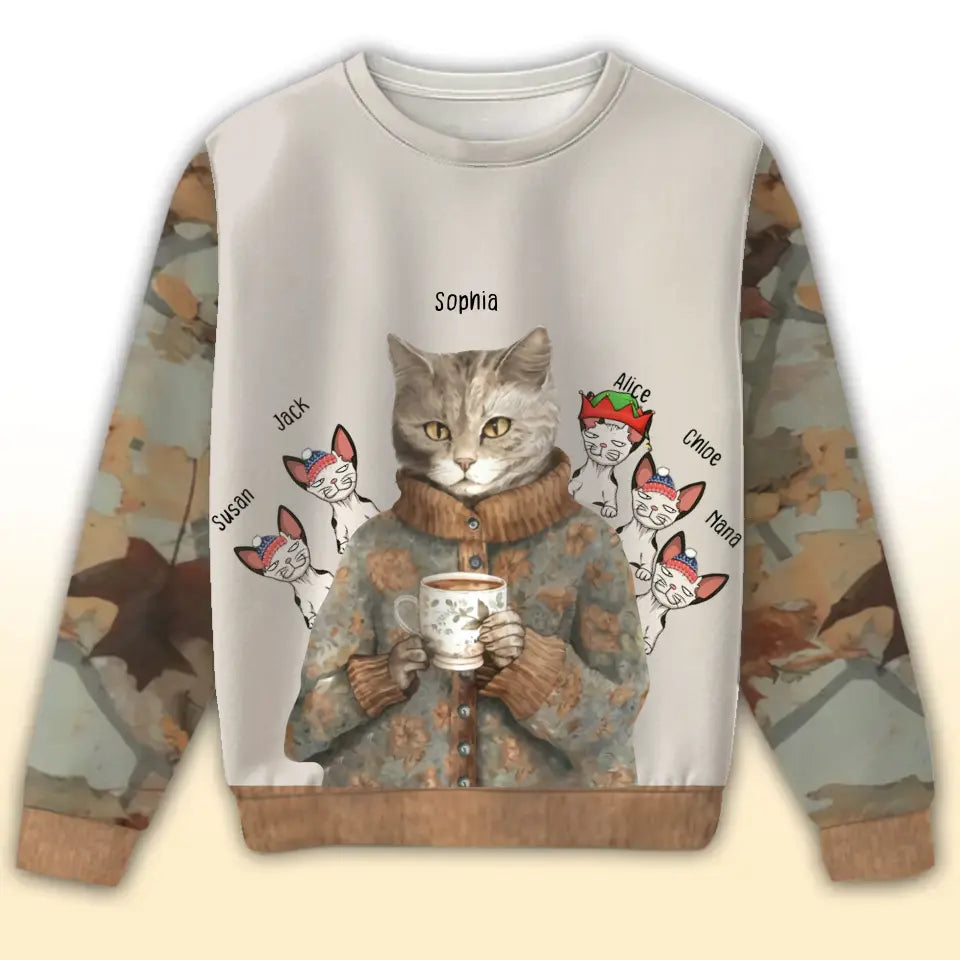 Personalized Cat Mom Cat Lovers Gift Cat Xmas Sweater 3D Printed MTHN231293