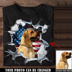 Personalized Upload Your Dog Photo US Flag Dog T-shirt Printed KVH231301