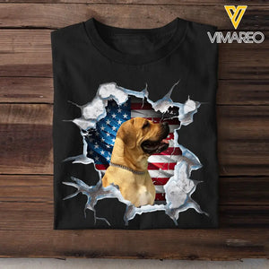 Personalized Upload Your Dog Photo US Flag Dog T-shirt Printed KVH231301