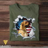 Personalized Upload Your Dog Photo US Flag Dog T-shirt Printed KVH231301