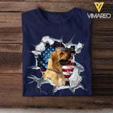 Personalized Upload Your Dog Photo US Flag Dog T-shirt Printed KVH231301