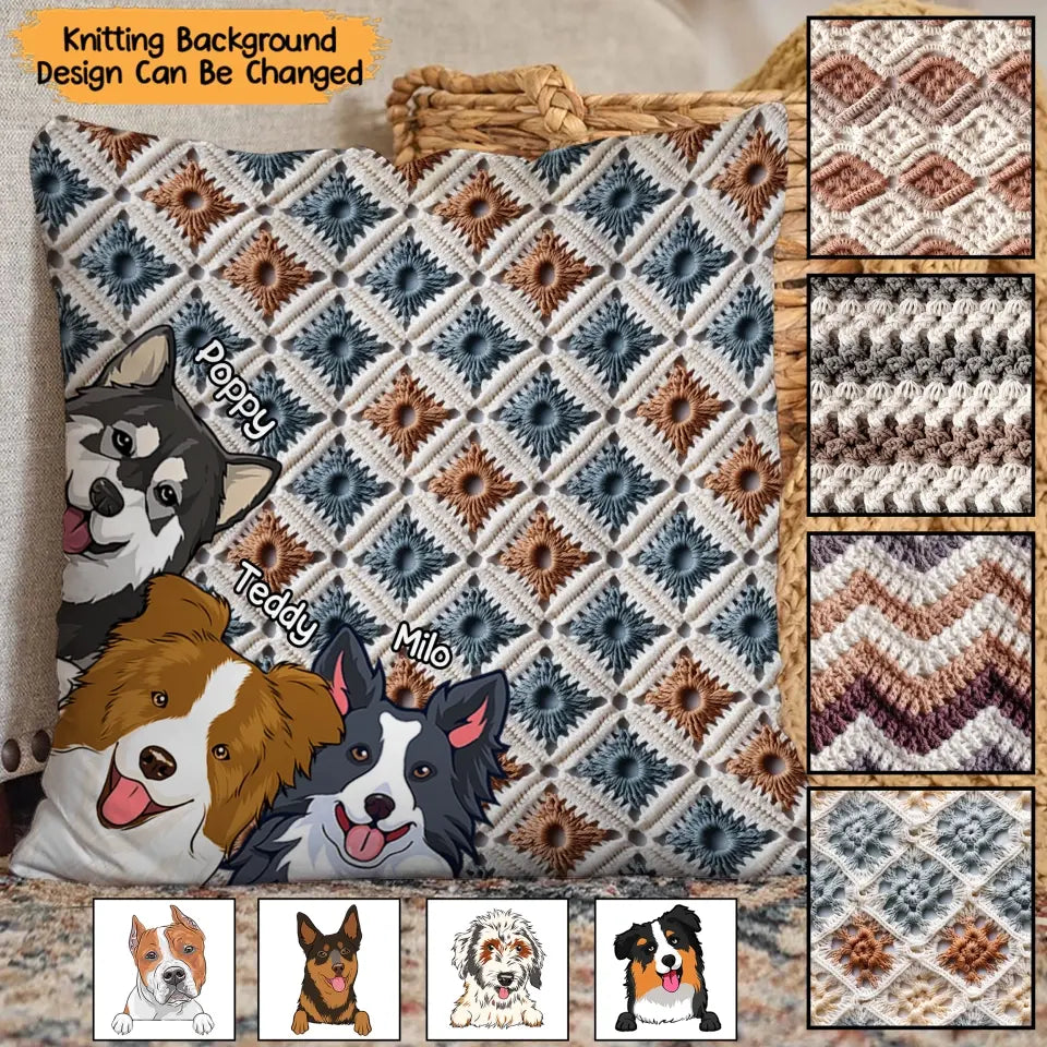 Personalized Dog Name Dog Lovers Gift Wool Pattern Pillow Printed KVH231304